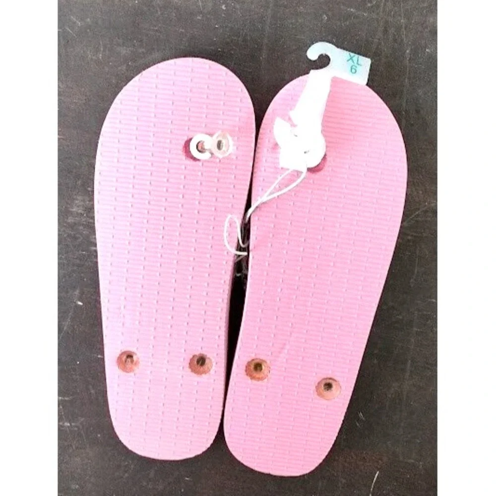 Cat and Jack Kids Girls XL 6 Flip Flops Rainbow‎ Ombre Clear Strap Beach Sandals
